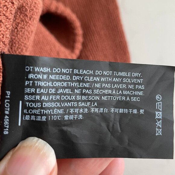 Theory Boucle Knit Cotton Poly Blend Hi Waist Wide Leg Pant Rust Caramel S NWOT - Picture 4 of 9